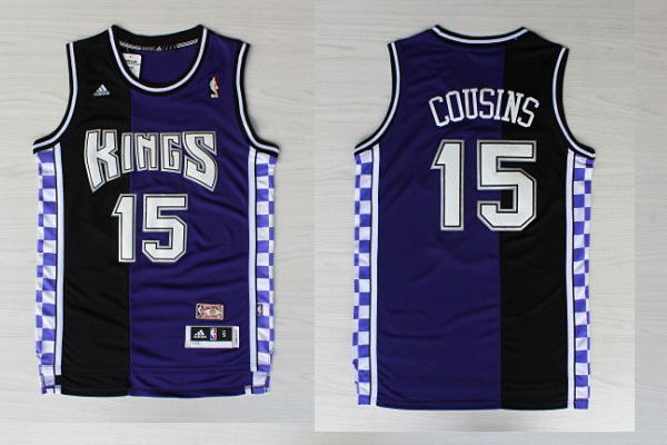  NBA  NBA Sacramento Kings 15 DeMarcus Cousins New Revolution 30 Swingman Split Purple Black Jerseys